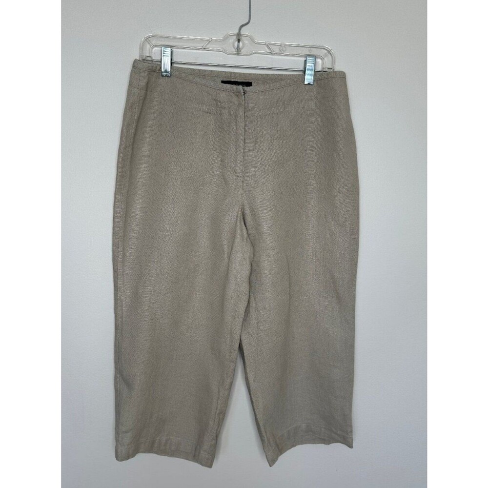 Talbots Women's 100% Linen Tan Heritage Cropped Pants Size 10 Petite